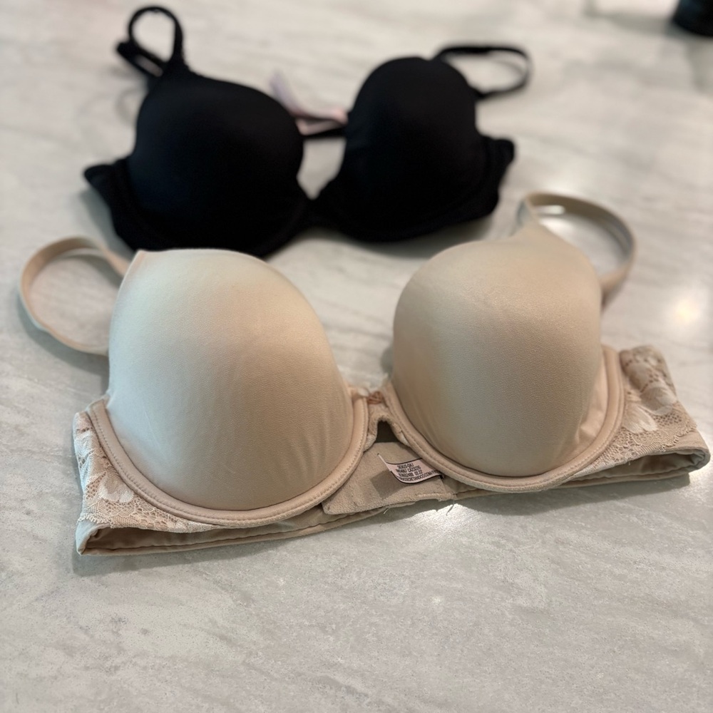 Victoria’s Secret bras, black and nude